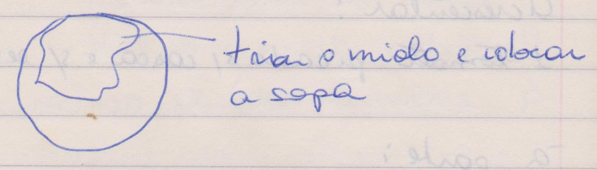 tirar o miolo do pão e colocar a sopa